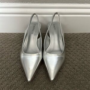 Silver Kitten Heels